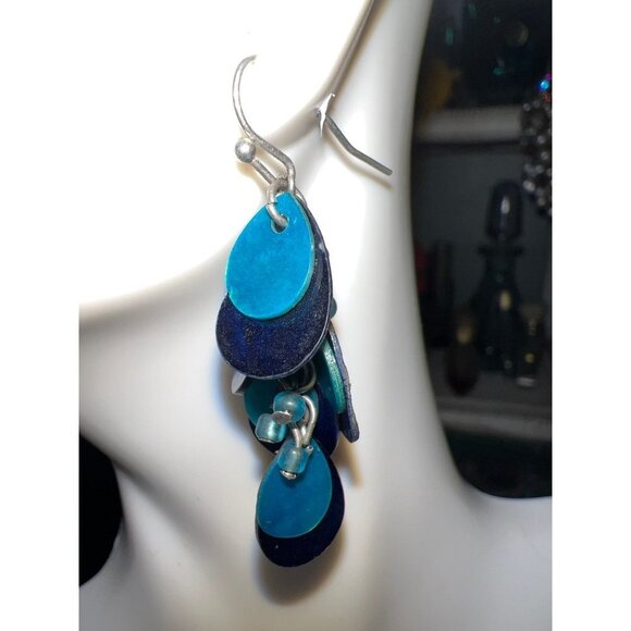 Vintage Blue Cha-Cha Earrings - Picture 7 of 9